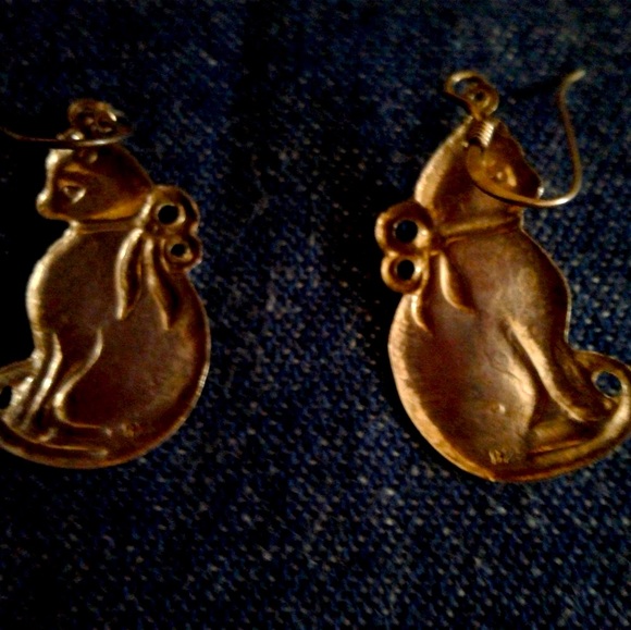 STERLING SILVER CAT EARRINGS - Picture 5 of 5